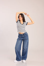 FOX נשים חולצה חולצת טריקו עם פסים חולצת טריקו עם פסים