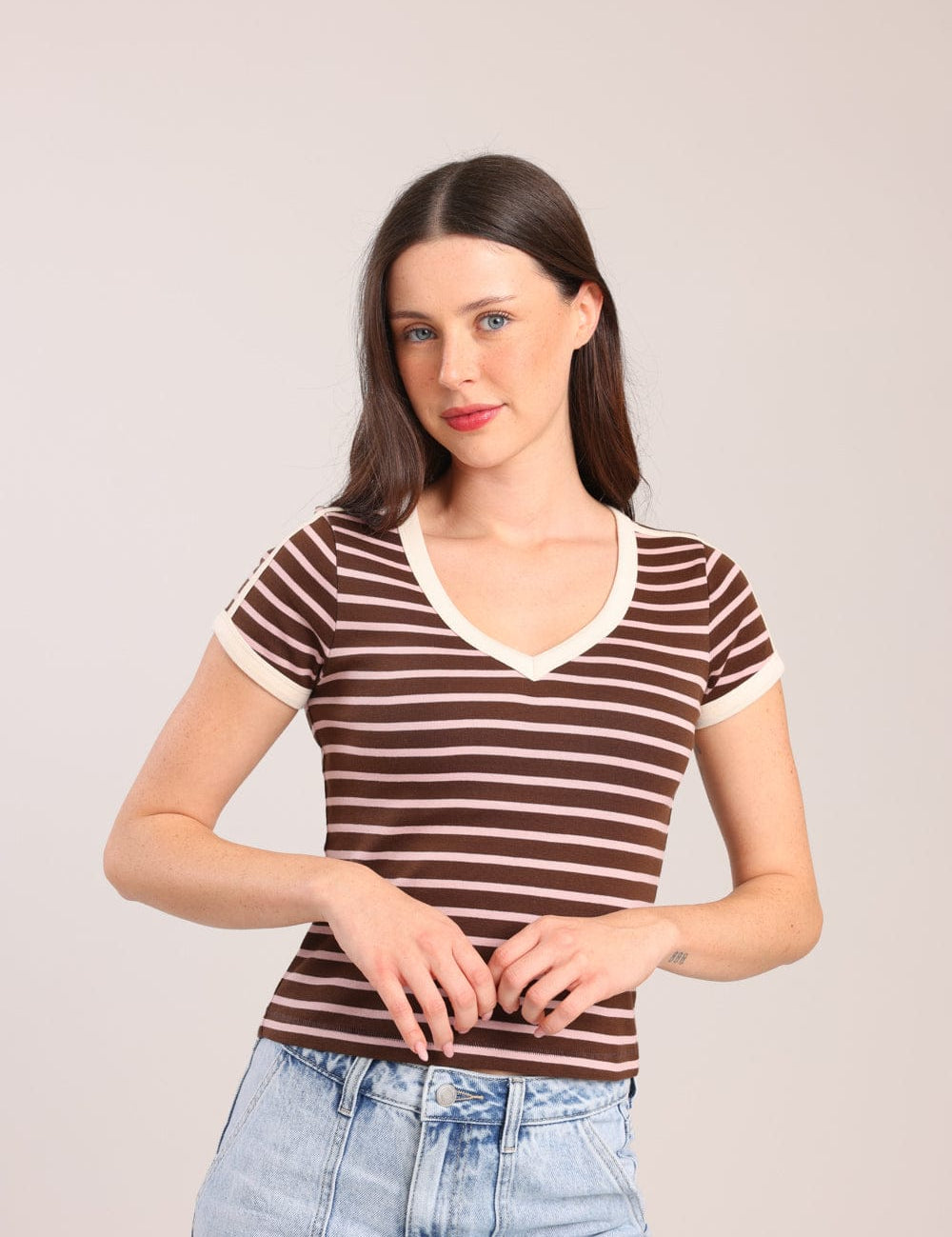 FOX נשים חולצה חולצת טריקו עם פסים חולצת טריקו עם פסים