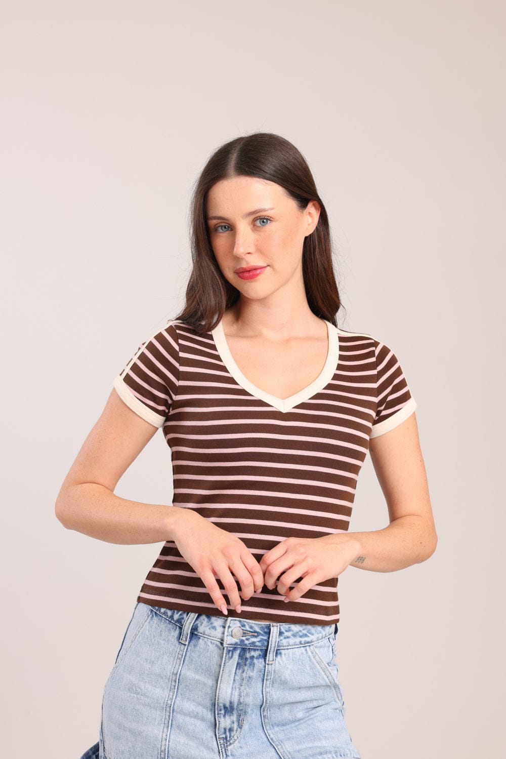 FOX נשים חולצה חולצת טריקו עם פסים חולצת טריקו עם פסים