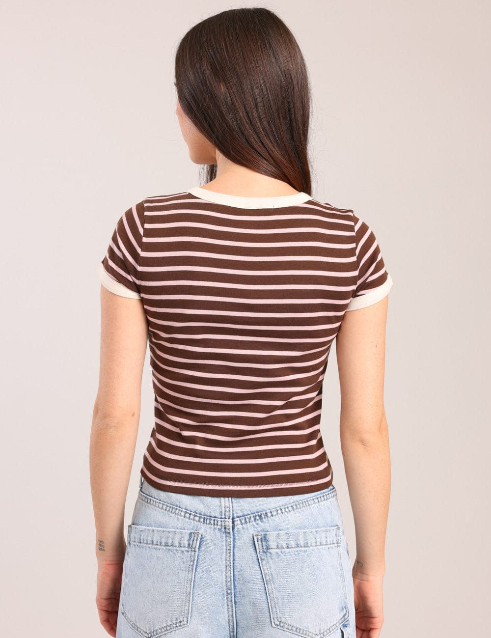 FOX נשים חולצה חולצת טריקו עם פסים חולצת טריקו עם פסים