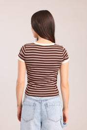 FOX נשים חולצה חולצת טריקו עם פסים חולצת טריקו עם פסים