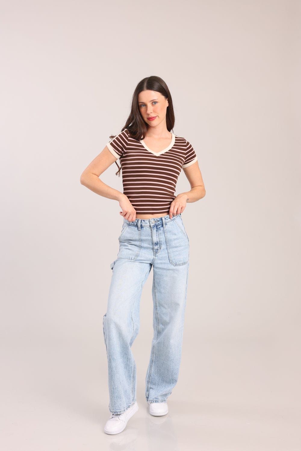 FOX נשים חולצה חולצת טריקו עם פסים חולצת טריקו עם פסים