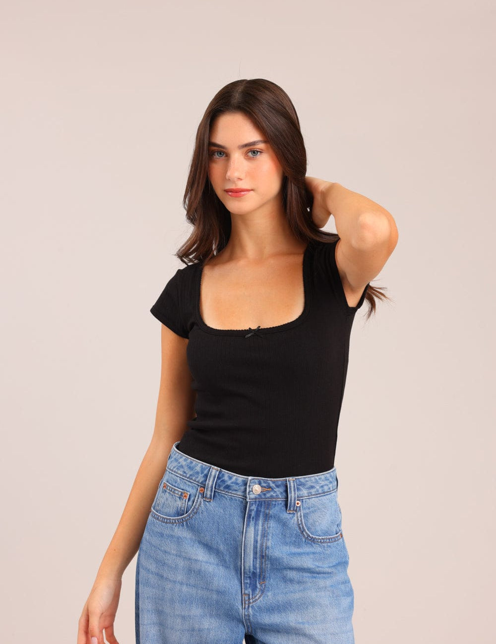 FOX נשים חולצה קצרה חולצה חלקה חולצה חלקה