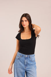 FOX נשים חולצה קצרה חולצה חלקה חולצה חלקה