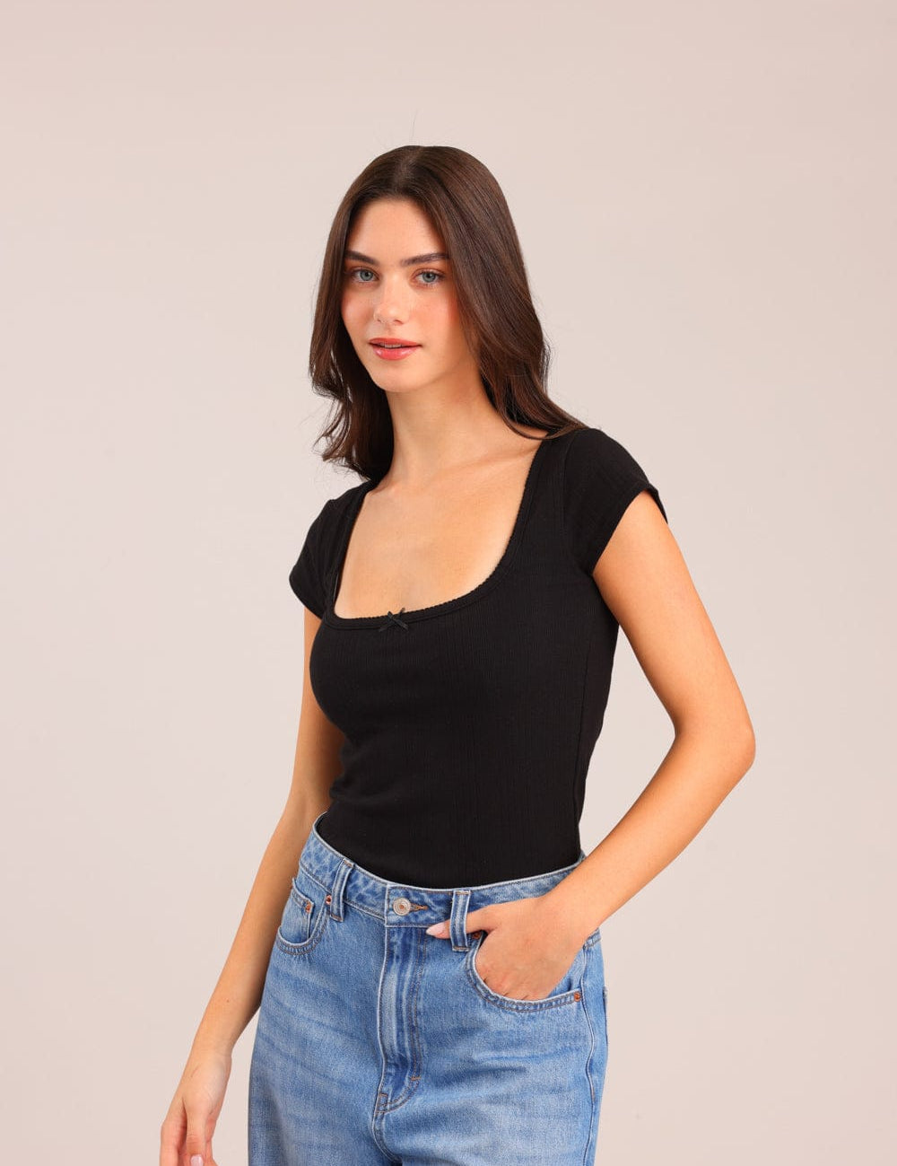 FOX נשים חולצה קצרה חולצה חלקה חולצה חלקה