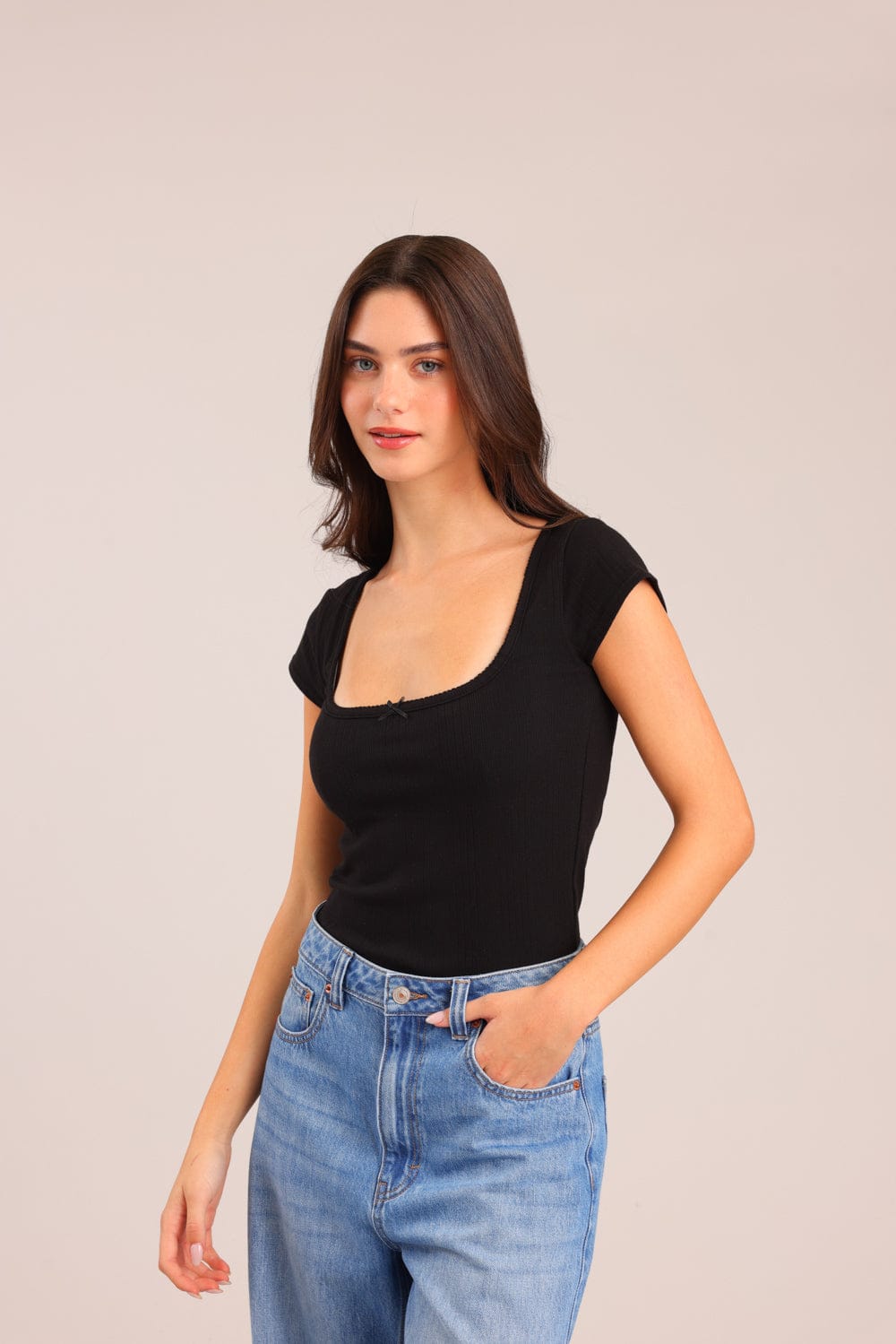 FOX נשים חולצה קצרה חולצה חלקה חולצה חלקה