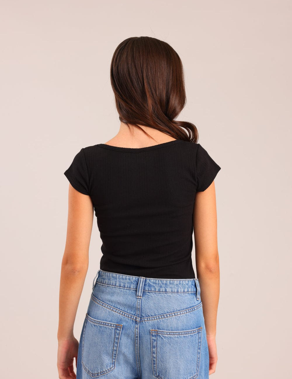 FOX נשים חולצה קצרה חולצה חלקה חולצה חלקה