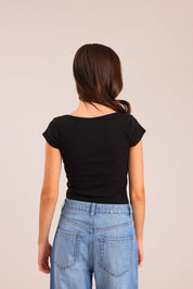 FOX נשים חולצה קצרה חולצה חלקה חולצה חלקה