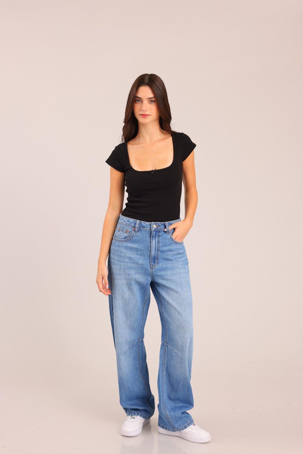 FOX נשים חולצה קצרה חולצה חלקה חולצה חלקה