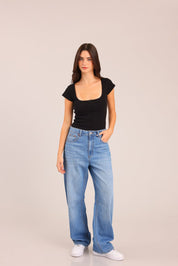 FOX נשים חולצה קצרה חולצה חלקה חולצה חלקה