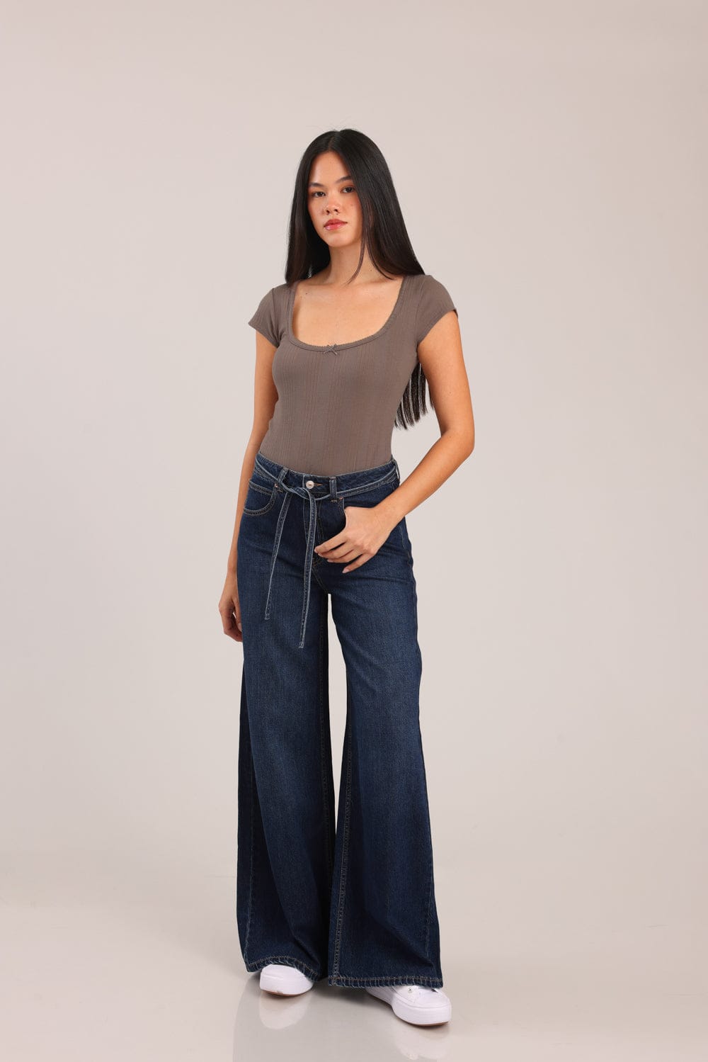 FOX נשים חולצה חולצה חלקה חולצה חלקה