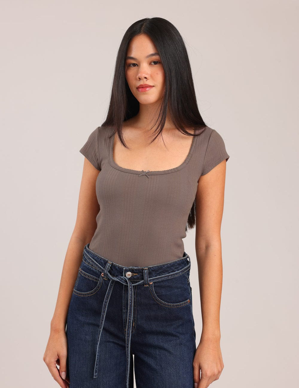 FOX נשים חולצה חולצה חלקה חולצה חלקה