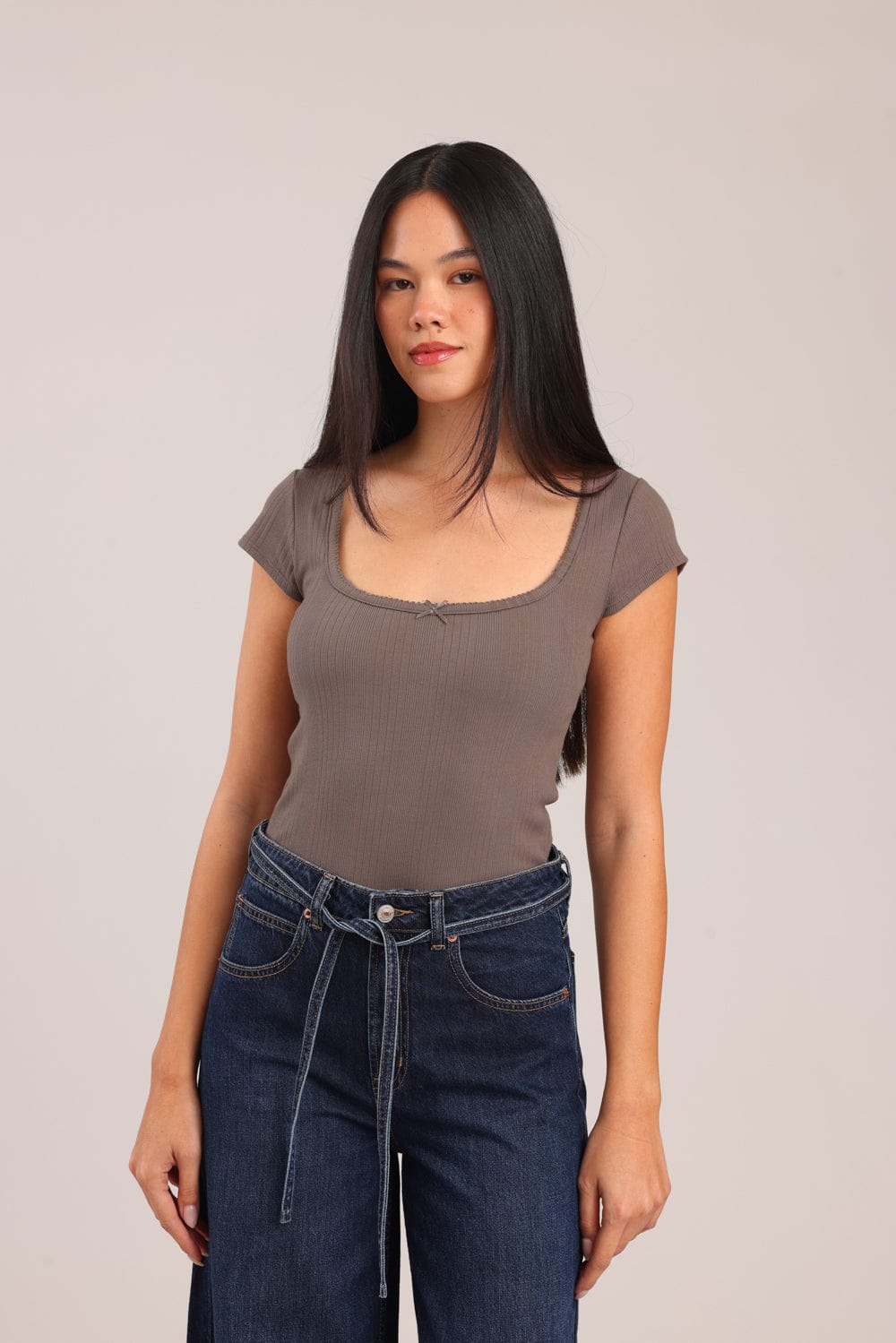 FOX נשים חולצה חולצה חלקה חולצה חלקה