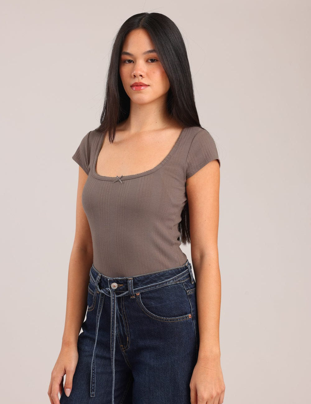 FOX נשים חולצה חולצה חלקה חולצה חלקה