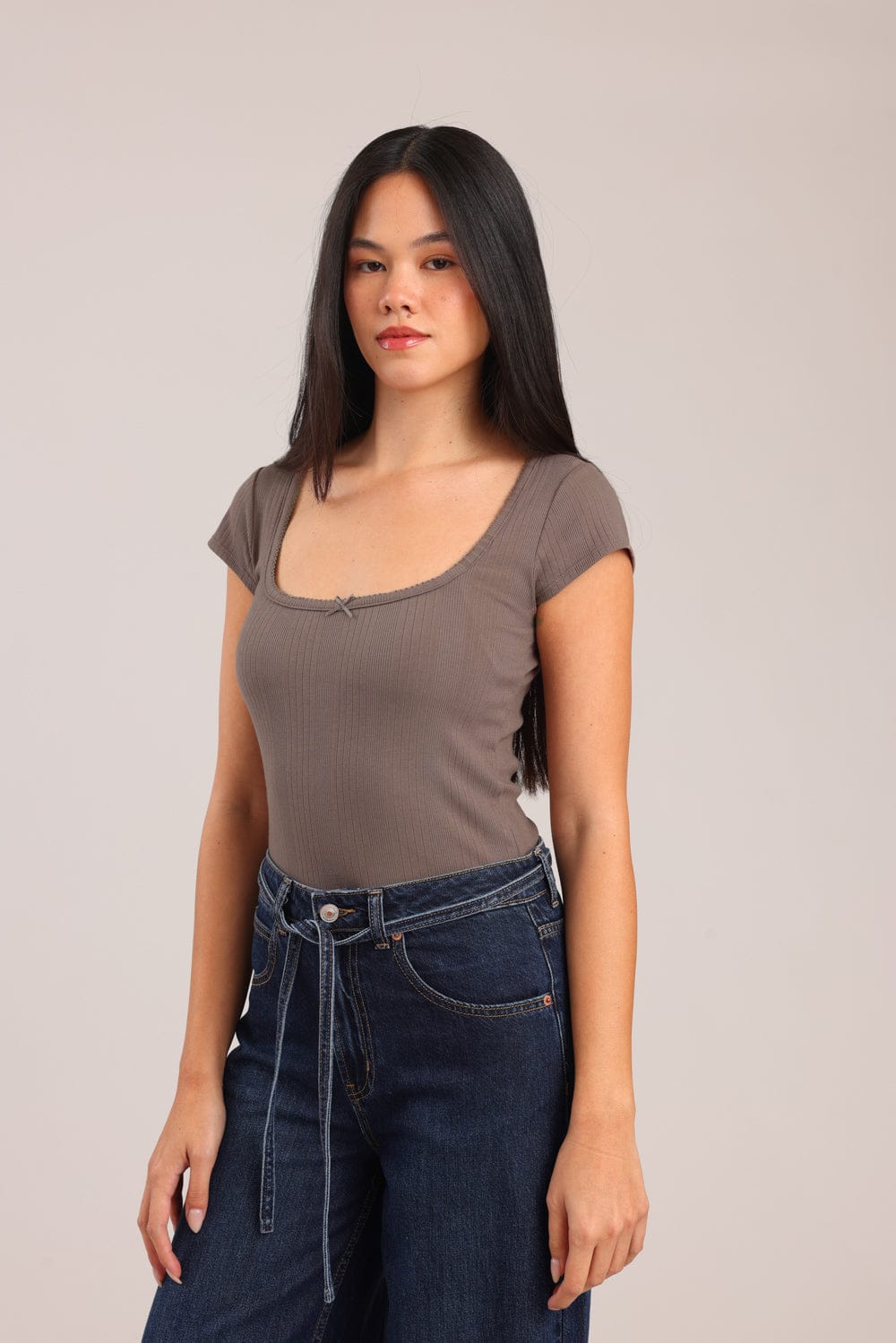 FOX נשים חולצה חולצה חלקה חולצה חלקה