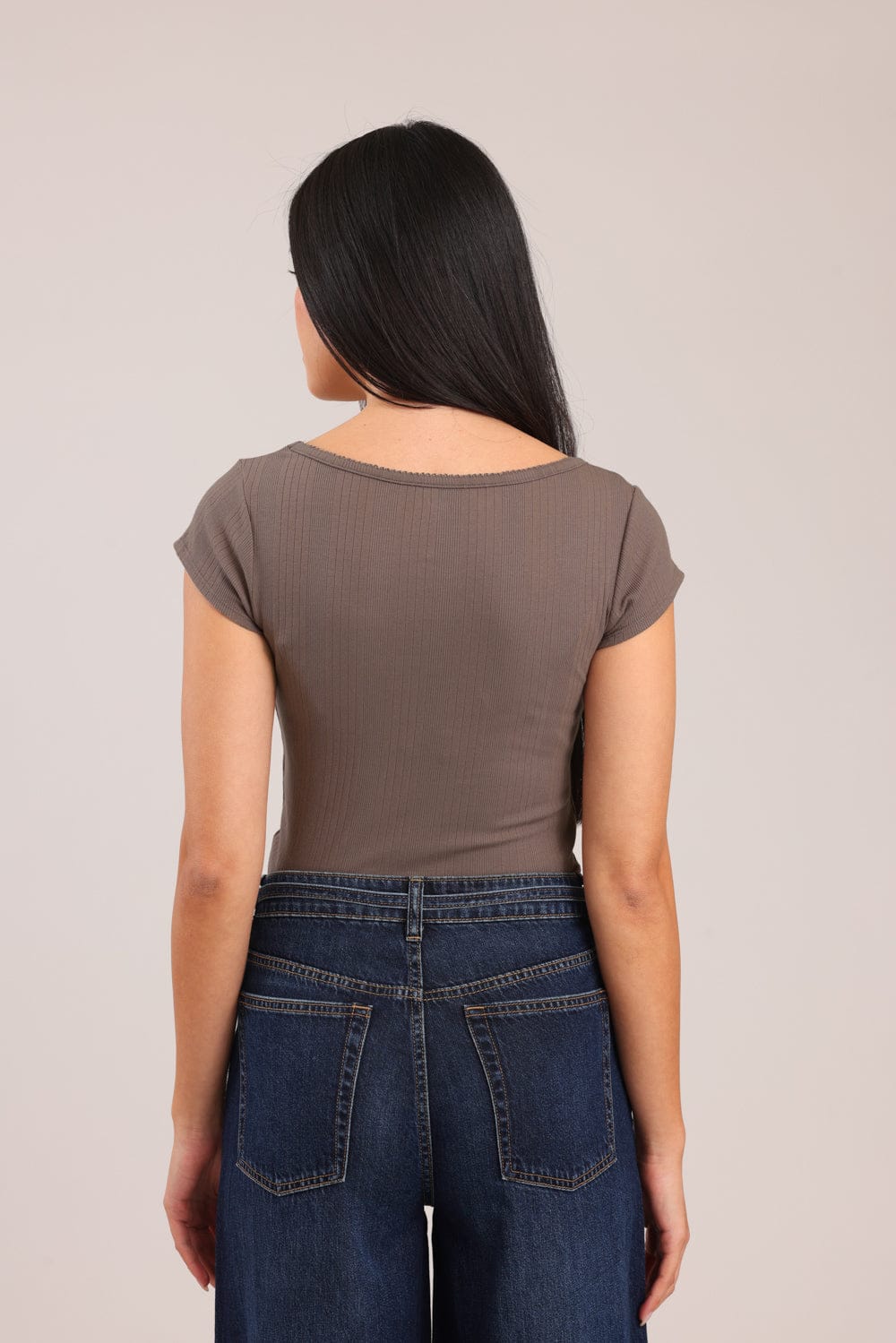 FOX נשים חולצה חולצה חלקה חולצה חלקה