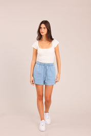 FOX נשים חולצה קצרה חולצה חלקה חולצה חלקה