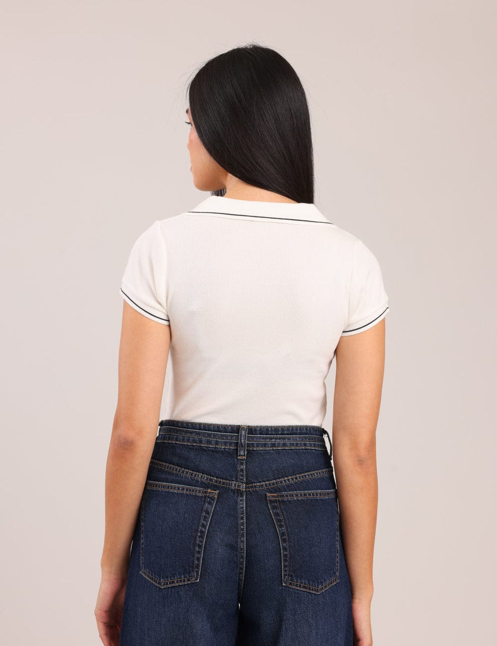 FOX נשים חולצה חולצת V עם צווארון חולצת V עם צווארון