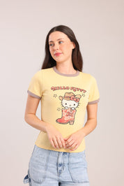 FOX נשים חולצה קצרה חולצה ממותגת הלו קיטי חולצה ממותגת הלו קיטי