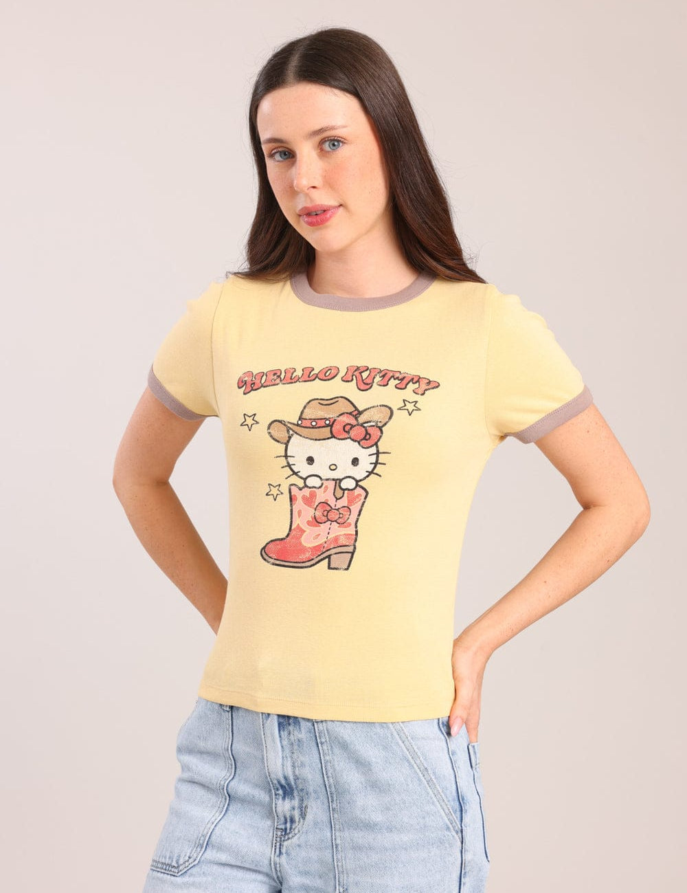 FOX נשים חולצה קצרה חולצה ממותגת הלו קיטי חולצה ממותגת הלו קיטי