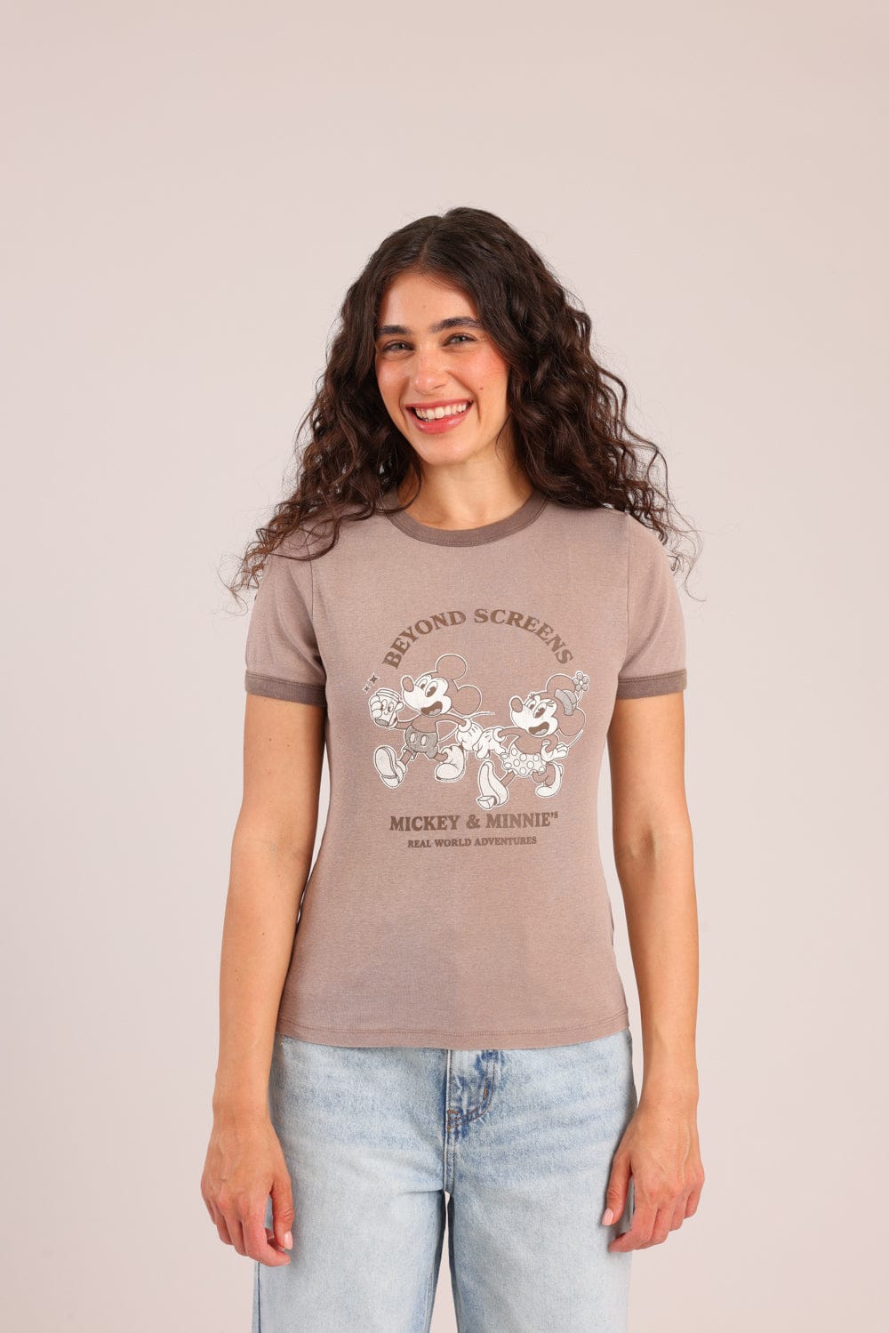 FOX נשים חולצה קצרה חולצה ממותגת מיקי& מיני דיסני חולצה ממותגת מיקי& מיני דיסני