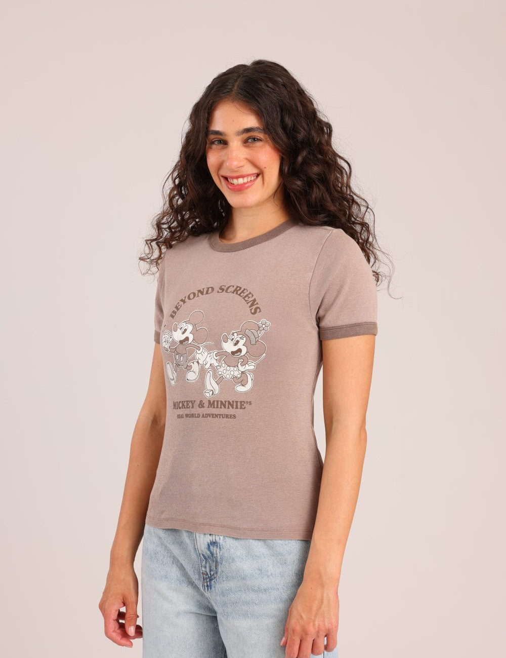 FOX נשים חולצה קצרה חולצה ממותגת מיקי& מיני דיסני חולצה ממותגת מיקי& מיני דיסני