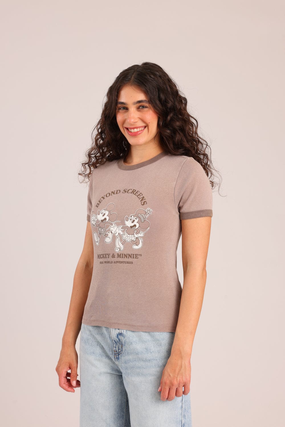 FOX נשים חולצה קצרה חולצה ממותגת מיקי& מיני דיסני חולצה ממותגת מיקי& מיני דיסני