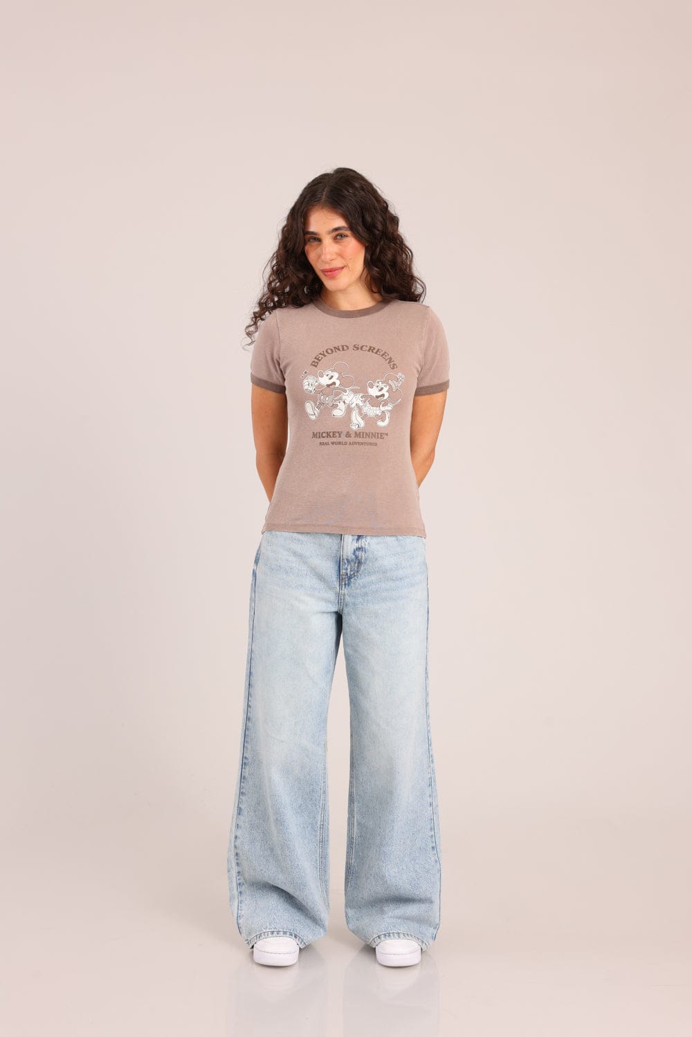 FOX נשים חולצה קצרה חולצה ממותגת מיקי& מיני דיסני חולצה ממותגת מיקי& מיני דיסני