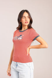 FOX נשים חולצה קצרה חולצה ממותגת מיקי מאוס דיסני חולצה ממותגת מיקי מאוס דיסני