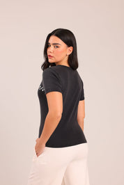 FOX נשים חולצה קצרה חולצה ממותגת סטיץ' דיסני חולצה ממותגת סטיץ' דיסני