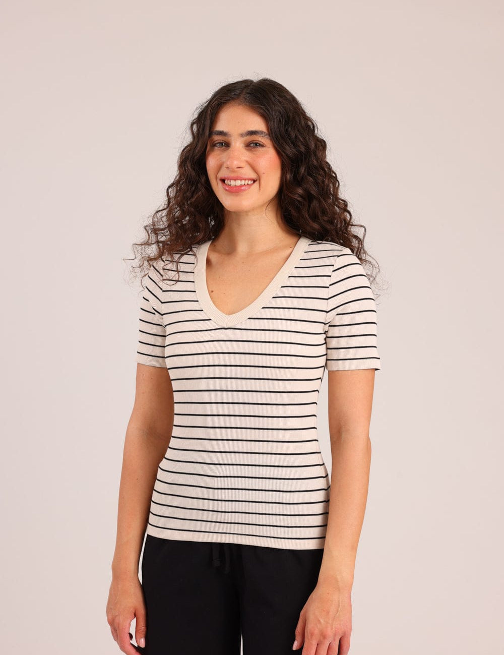 FOX נשים חולצה קצרה חולצה עם פסים חולצה עם פסים