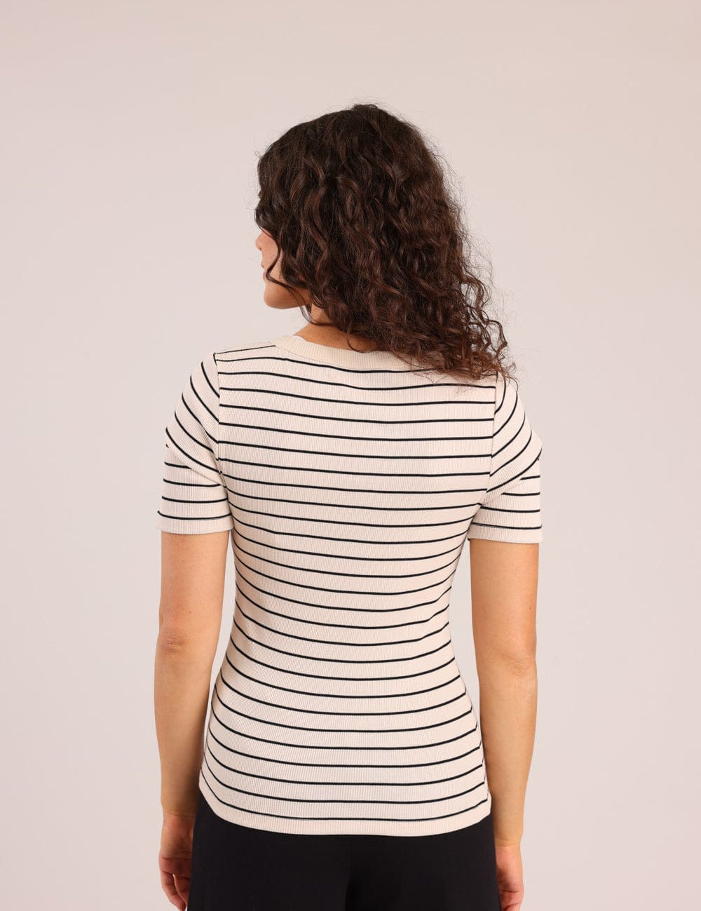 FOX נשים חולצה קצרה חולצה עם פסים חולצה עם פסים