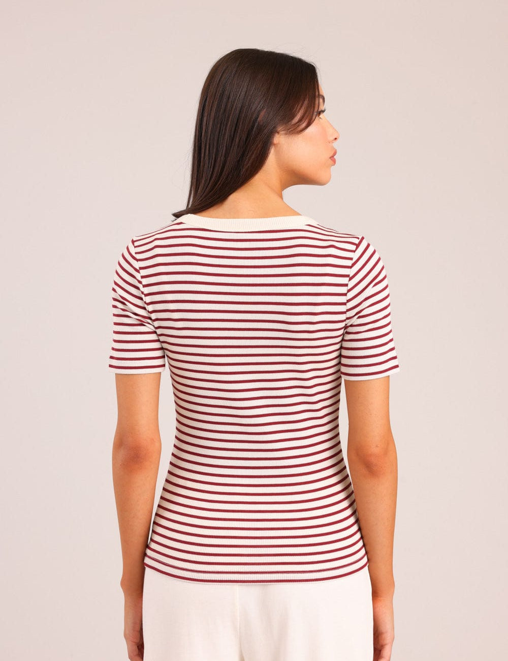 FOX נשים חולצה קצרה חולצה עם פסים חולצה עם פסים