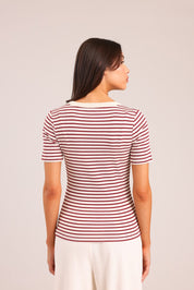 FOX נשים חולצה קצרה חולצה עם פסים חולצה עם פסים