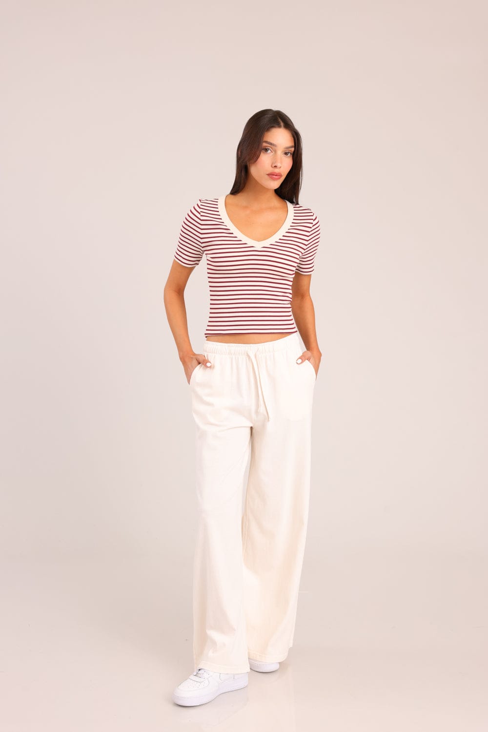 FOX נשים חולצה קצרה חולצה עם פסים חולצה עם פסים