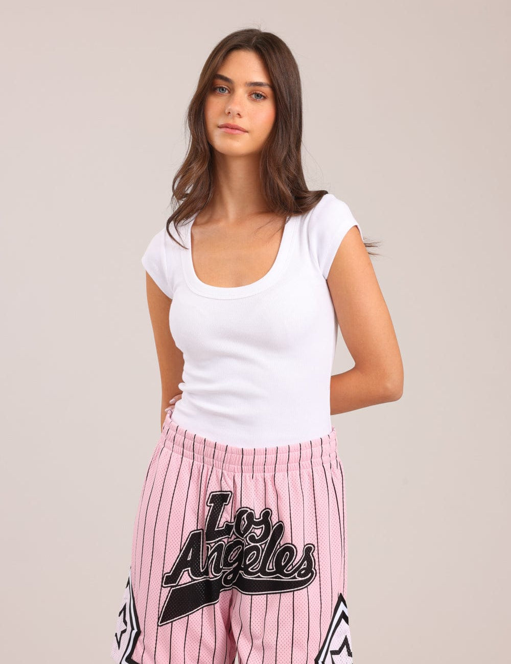 FOX נשים חולצה חולצה קצרה חלקה חולצה קצרה חלקה