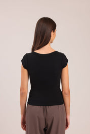 FOX נשים חולצה חולצה קצרה חלקה חולצה קצרה חלקה