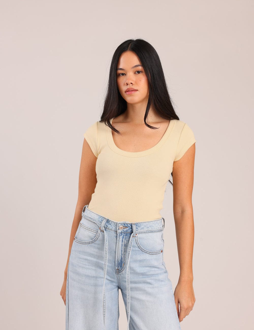 FOX נשים חולצה קצרה חולצה קצרה חלקה חולצה קצרה חלקה