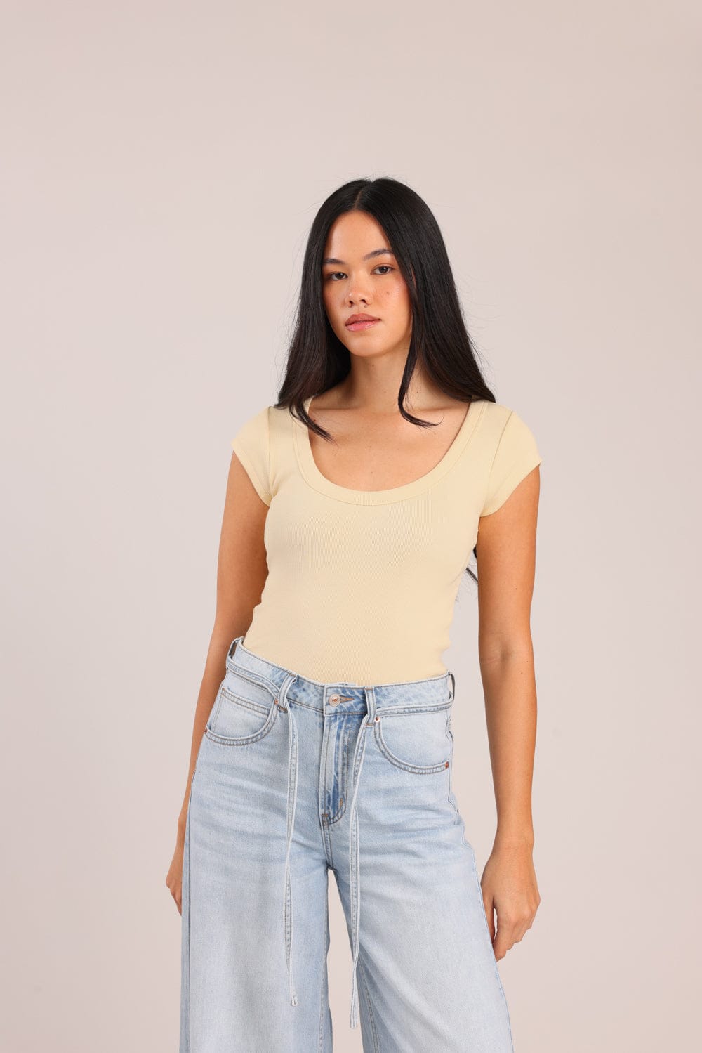 FOX נשים חולצה קצרה חולצה קצרה חלקה חולצה קצרה חלקה