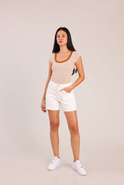 FOX נשים חולצה קצרה חולצה קצרה פסים חולצה קצרה פסים