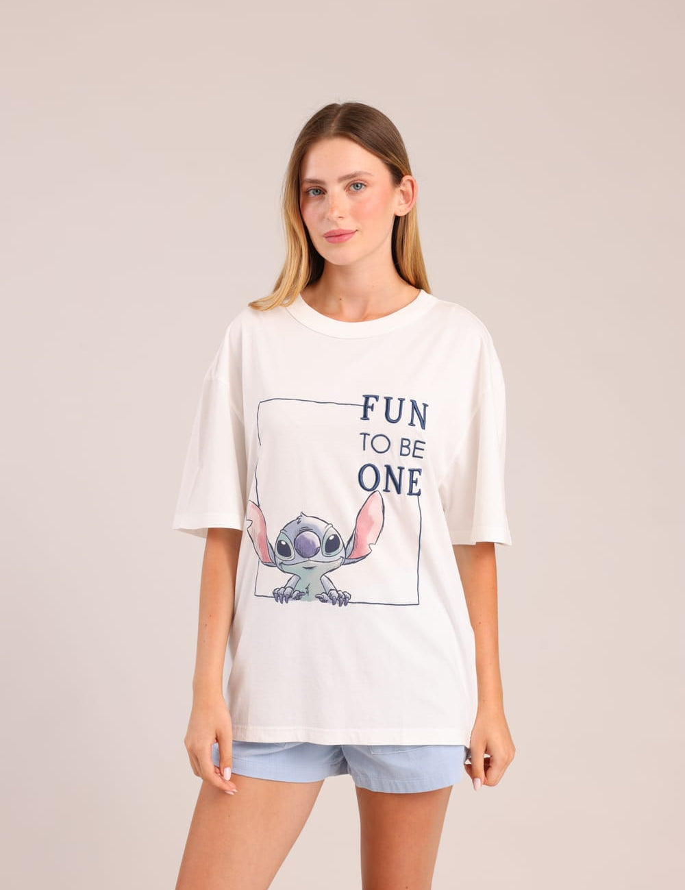 FOX נשים חולצה קצרה חולצה ממותגת סטיץ' דיסני חולצה ממותגת סטיץ' דיסני