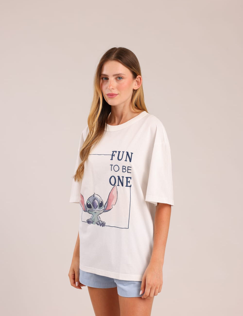 FOX נשים חולצה קצרה חולצה ממותגת סטיץ' דיסני חולצה ממותגת סטיץ' דיסני