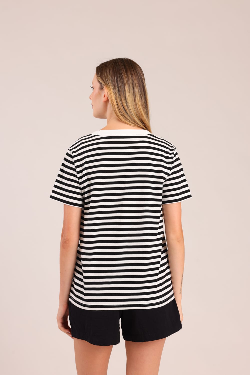 FOX נשים חולצה קצרה חולצה עם פסים חולצה עם פסים