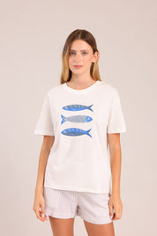 FOX נשים חולצה קצרה חולצה עם הדפס חולצה עם הדפס