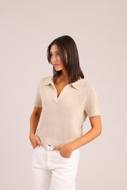 FOX נשים סריגים סריג פולו סריג פולו