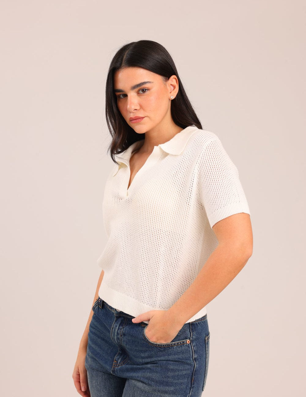 FOX נשים סריגים סריג פולו סריג פולו