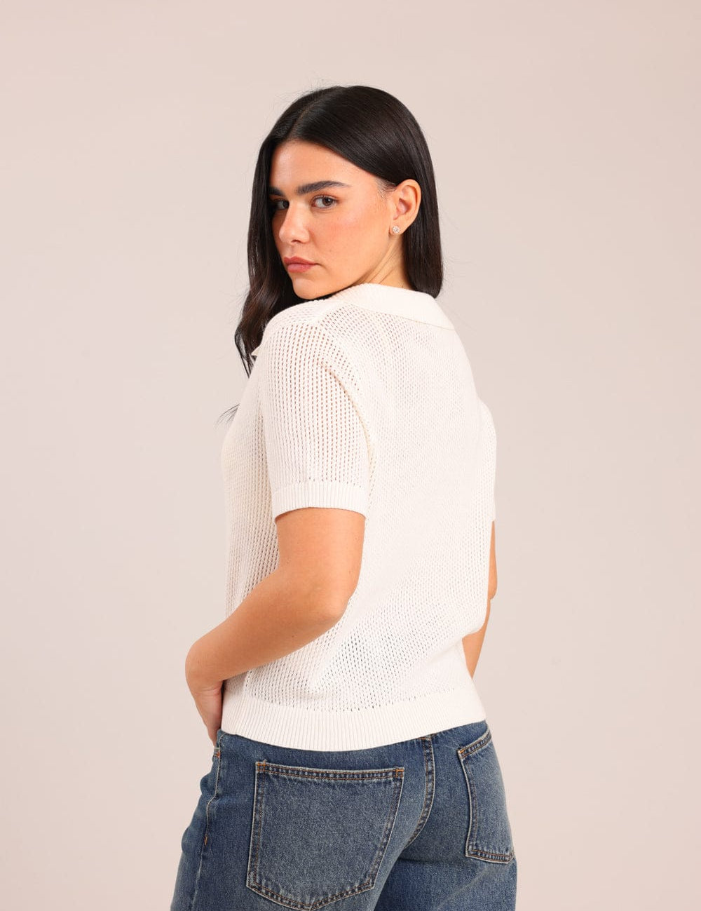 FOX נשים סריגים סריג פולו סריג פולו