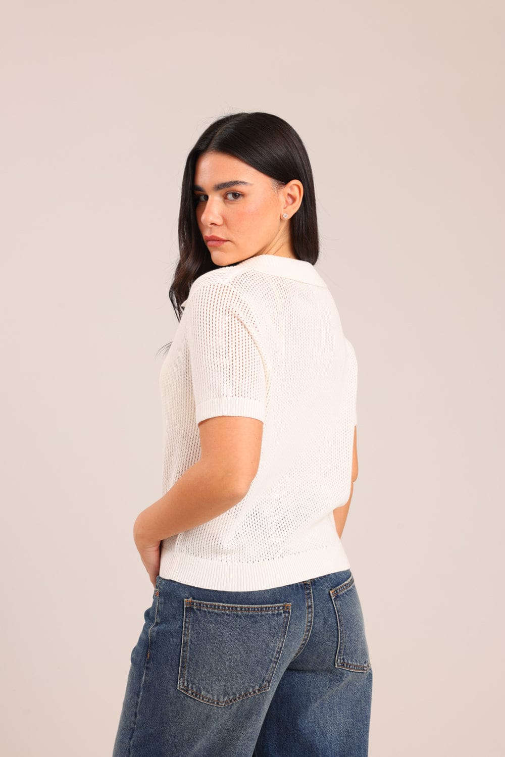 FOX נשים סריגים סריג פולו סריג פולו