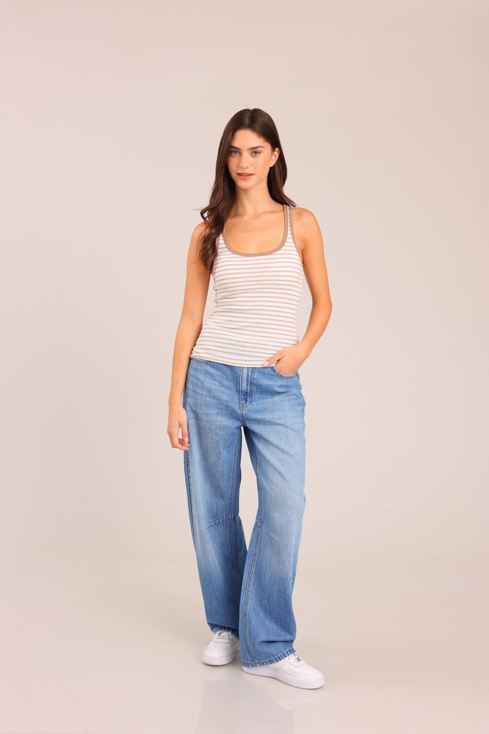 FOX נשים גופיה גופייה עם פסים גופייה עם פסים