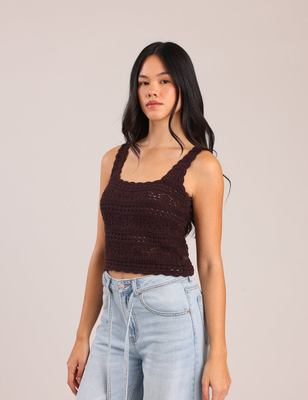 FOX נשים אחר גופיית סריג גופיית סריג